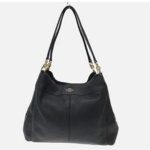Coach F57545 Lexy Shoulder Bag Black Pebble Leather